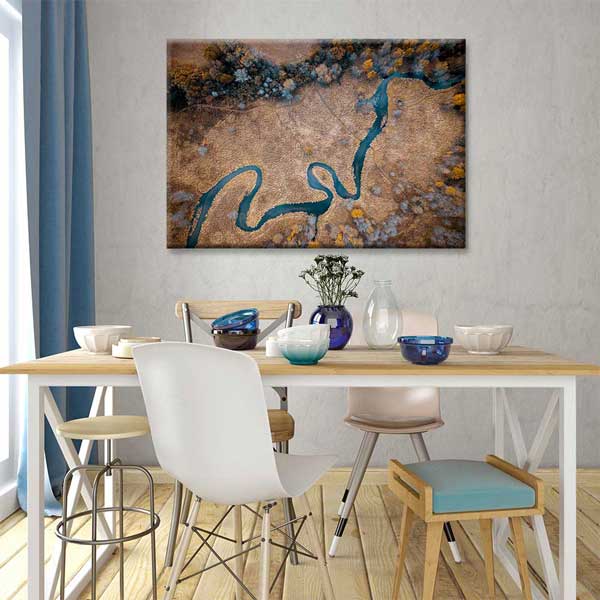 Havadan Görünüm Kıvrımlı Nehir Manzarası Kanvas Tablo 4391