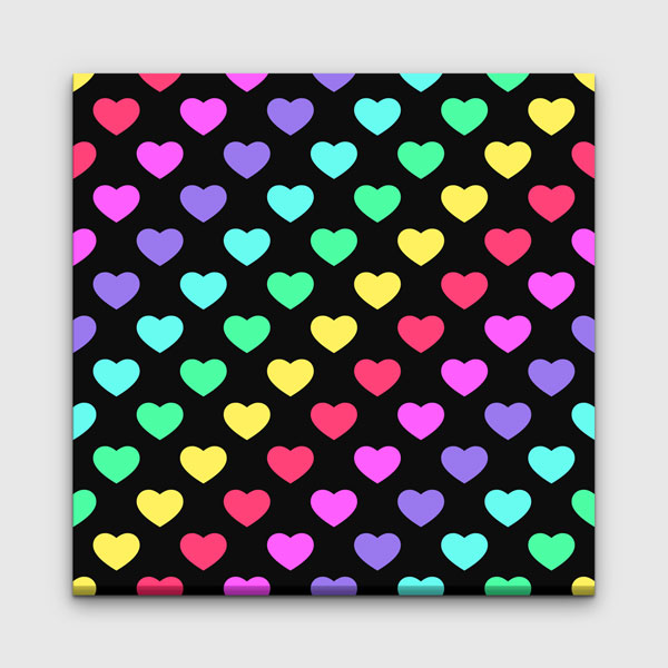 Neon Renkli Kalpler Romantik Kanvas Tablo 4473