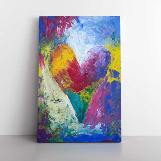Soyut Renkli Kalp Romantik Kanvas Tablo 4480