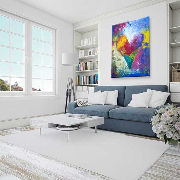 Soyut Renkli Kalp Romantik Kanvas Tablo 4480