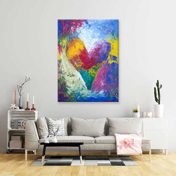 Soyut Renkli Kalp Romantik Kanvas Tablo 4480