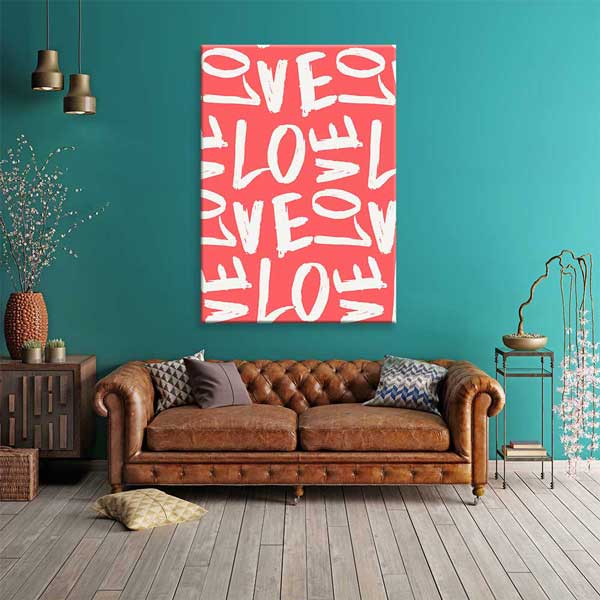 Love Tipografi Desenli Romantik Kanvas Tablo 4483