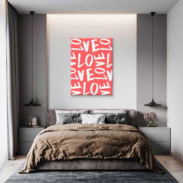 Love Tipografi Desenli Romantik Kanvas Tablo 4483