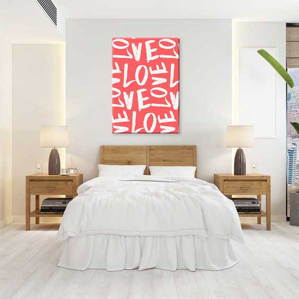 Love Tipografi Desenli Romantik Kanvas Tablo 4483