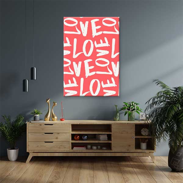 Love Tipografi Desenli Romantik Kanvas Tablo 4483