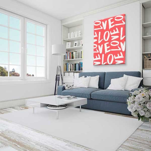 Love Tipografi Desenli Romantik Kanvas Tablo 4483