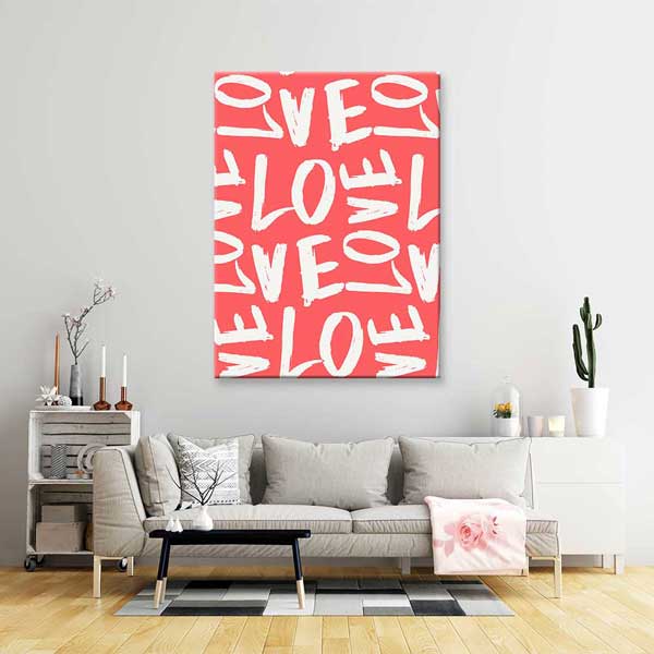 Love Tipografi Desenli Romantik Kanvas Tablo 4483