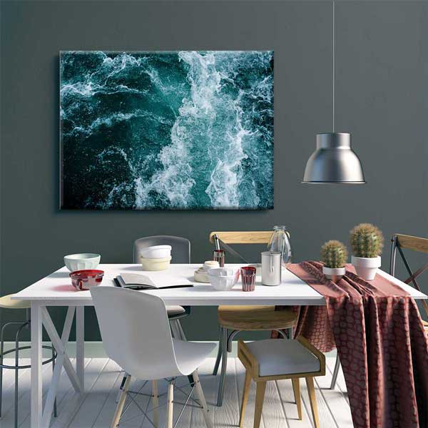 Turkuaz Dalgalar Soyut Deniz Dokusu Duvar Tablosu 4575