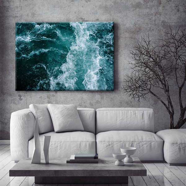 Turkuaz Dalgalar Soyut Deniz Dokusu Duvar Tablosu 4575