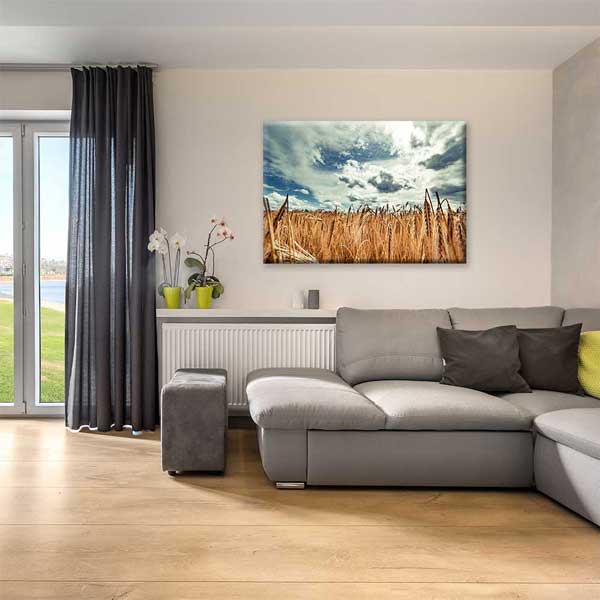 Buğday Tarlası ve Dramatik Gökyüzü Manzarası Kanvas Tablo 4678