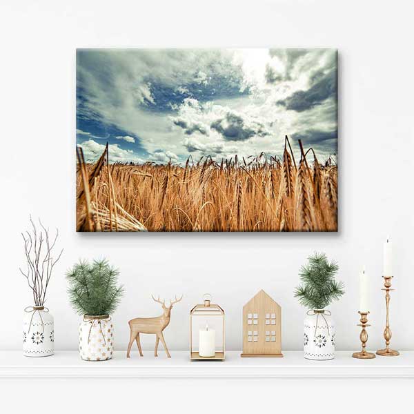Buğday Tarlası ve Dramatik Gökyüzü Manzarası Kanvas Tablo 4678