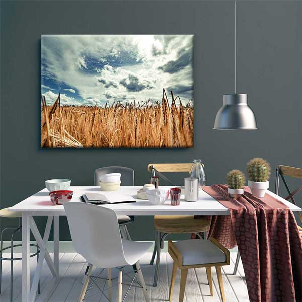 Buğday Tarlası ve Dramatik Gökyüzü Manzarası Kanvas Tablo 4678