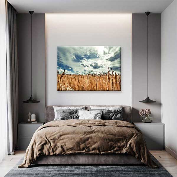 Buğday Tarlası ve Dramatik Gökyüzü Manzarası Kanvas Tablo 4678