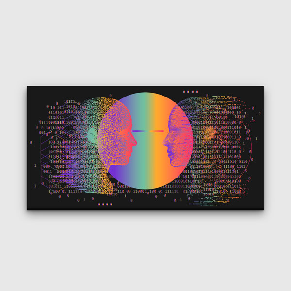 Simetrik Dijital Zihinler Veri Akışı Temalı Kanvas Duvar Tablosu 4780