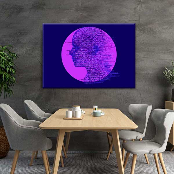 Dijital Glitch Portre Mor Silüet Kanvas Duvar Tablosu 4807