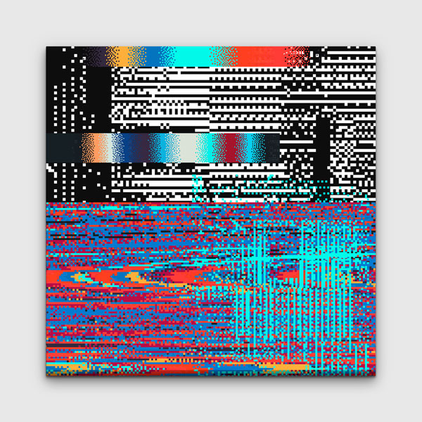 Renkli Glitch Art Dijital Bozulma Efektli Kanvas Duvar Tablosu 4815