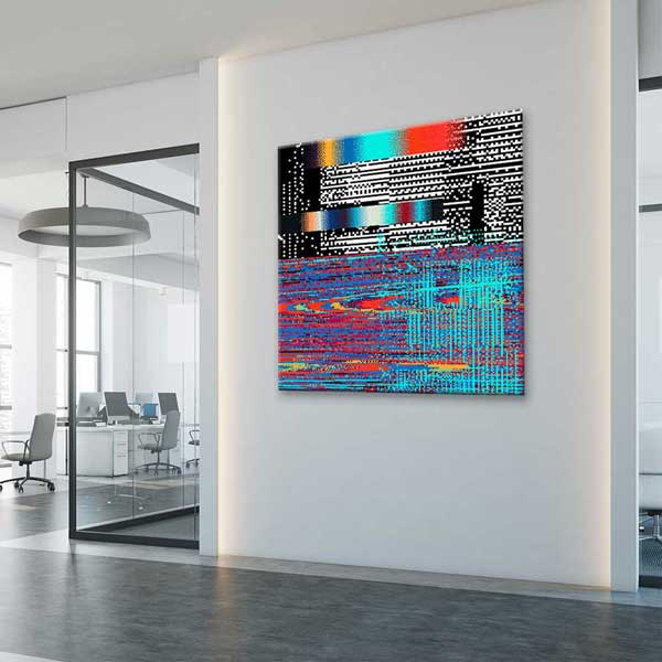 Renkli Glitch Art Dijital Bozulma Efektli Kanvas Duvar Tablosu 4815
