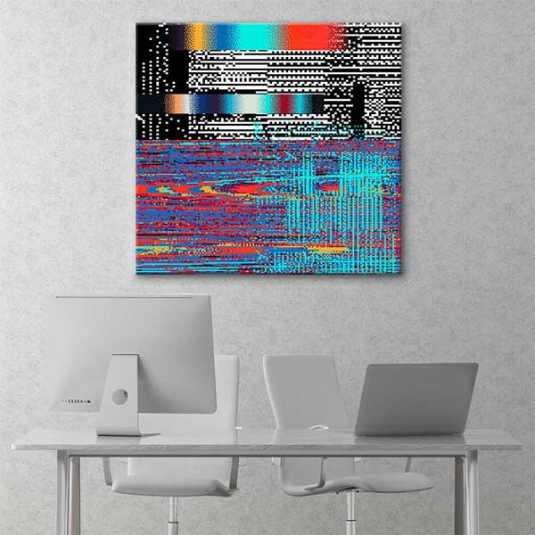 Renkli Glitch Art Dijital Bozulma Efektli Kanvas Duvar Tablosu 4815