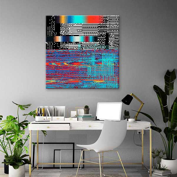 Renkli Glitch Art Dijital Bozulma Efektli Kanvas Duvar Tablosu 4815