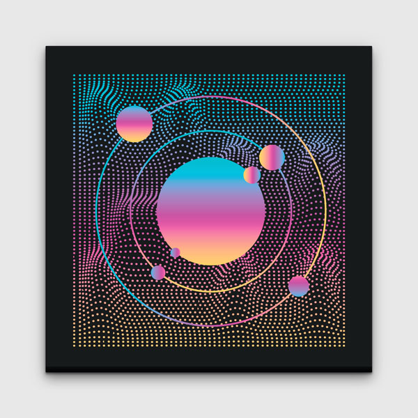 Soyut Kozmik Orbit Halftone Dijital Sanat Kanvas Duvar Tablosu 4818