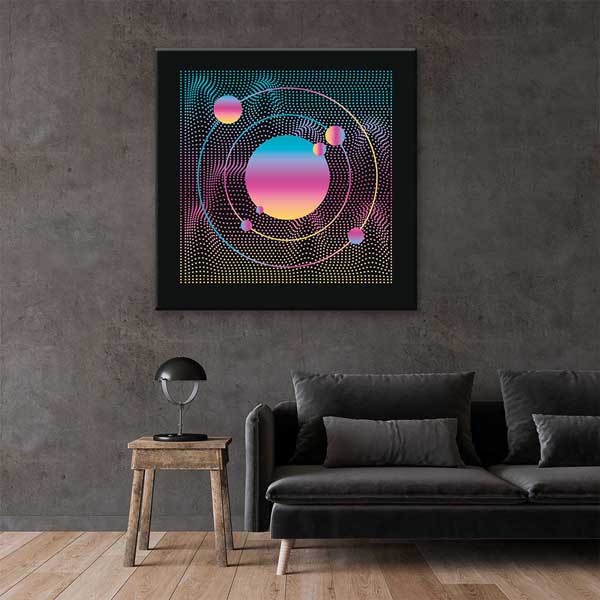 Soyut Kozmik Orbit Halftone Dijital Sanat Kanvas Duvar Tablosu 4818