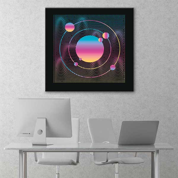 Soyut Kozmik Orbit Halftone Dijital Sanat Kanvas Duvar Tablosu 4818