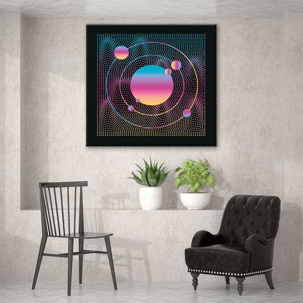 Soyut Kozmik Orbit Halftone Dijital Sanat Kanvas Duvar Tablosu 4818