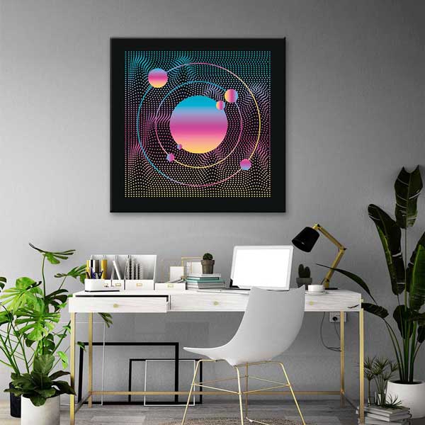 Soyut Kozmik Orbit Halftone Dijital Sanat Kanvas Duvar Tablosu 4818