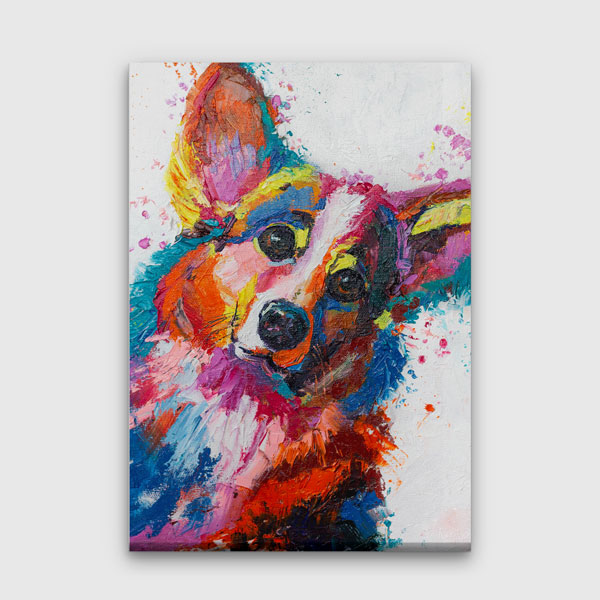 Renkli Köpek Portresi Modern Sanat Duvar Tablosu Kanvas Tablo 4934