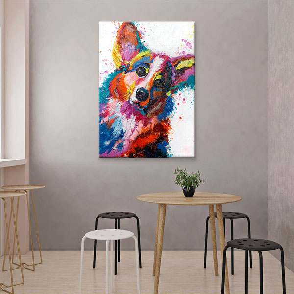 Renkli Köpek Portresi Modern Sanat Duvar Tablosu Kanvas Tablo 4934