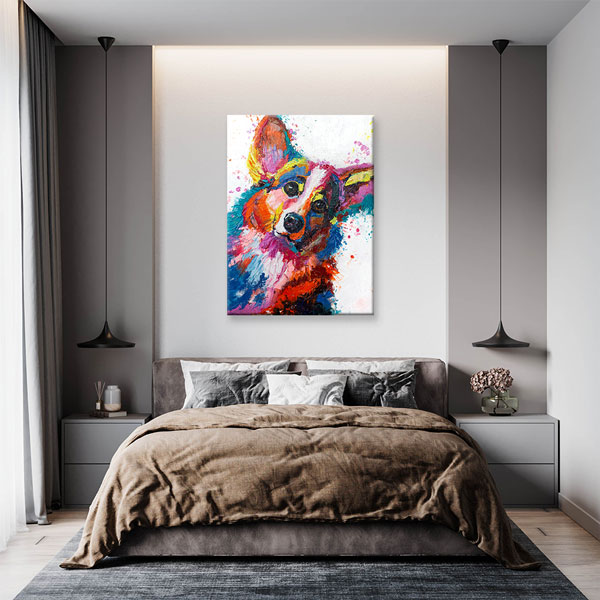 Renkli Köpek Portresi Modern Sanat Duvar Tablosu Kanvas Tablo 4934