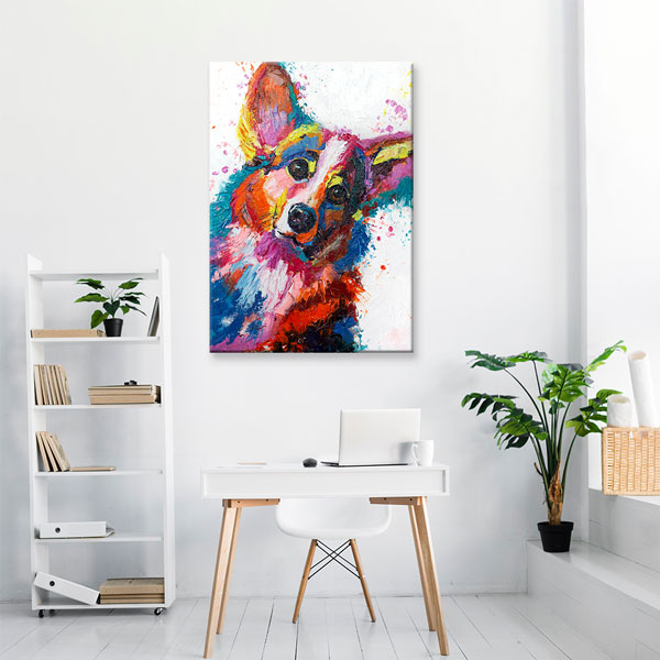 Renkli Köpek Portresi Modern Sanat Duvar Tablosu Kanvas Tablo 4934