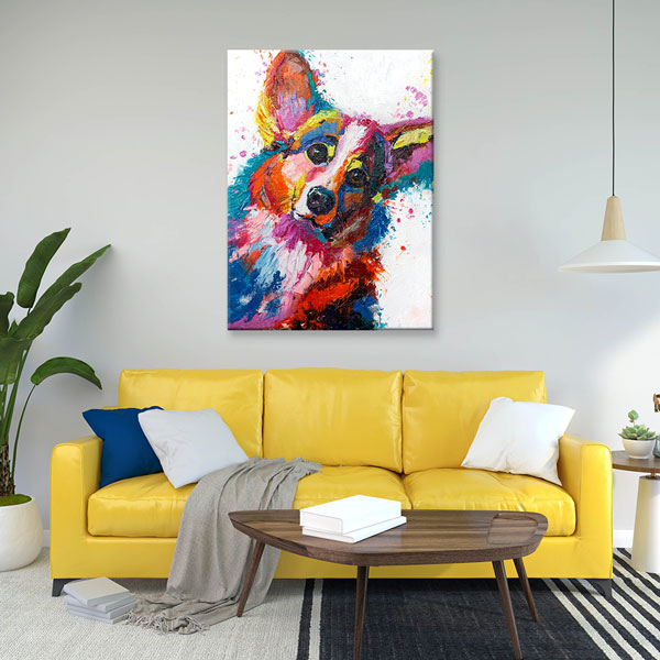 Renkli Köpek Portresi Modern Sanat Duvar Tablosu Kanvas Tablo 4934