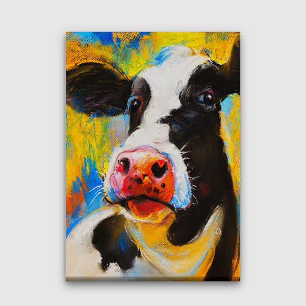 Renkli İnek Portresi Modern Sanat Duvar Tablosu Kanvas Tablo 4935