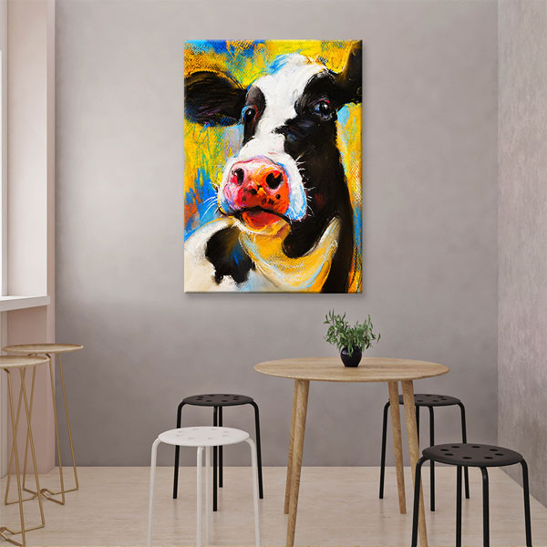 Renkli İnek Portresi Modern Sanat Duvar Tablosu Kanvas Tablo 4935