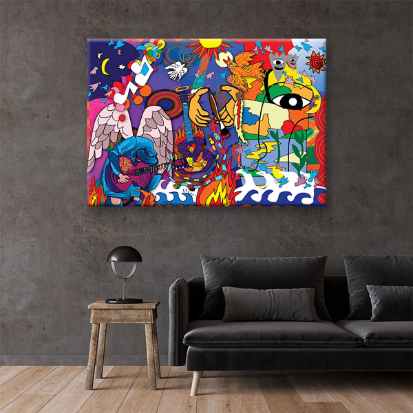 Renkli Hikaye Grafiti Kanvas Tablo 4987