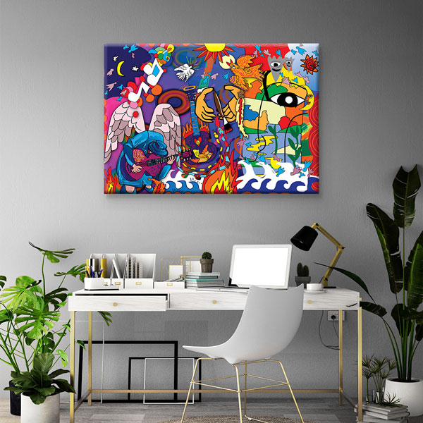 Renkli Hikaye Grafiti Kanvas Tablo 4987