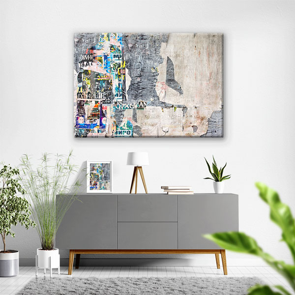 Yırtık Afiş Dokulu Grafiti Kanvas Tablo 4988