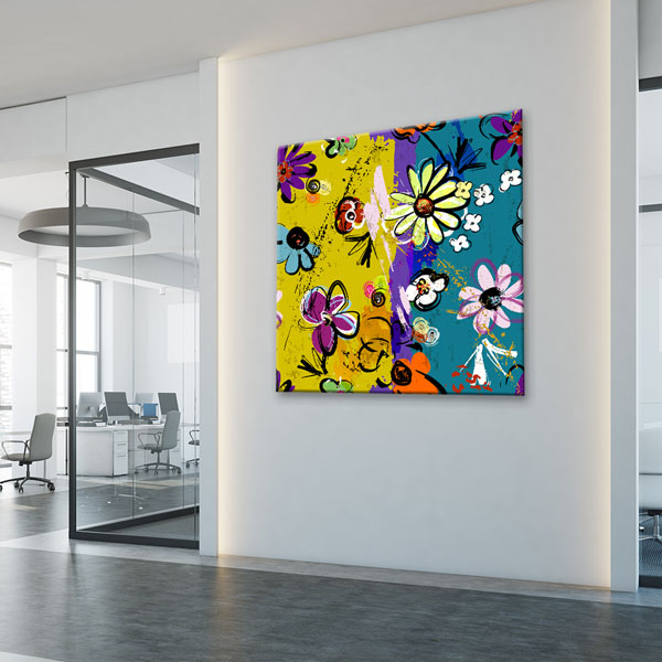 Renkli Çiçek Desenleri Pop Art Soyut Kanvas Tablo 5004