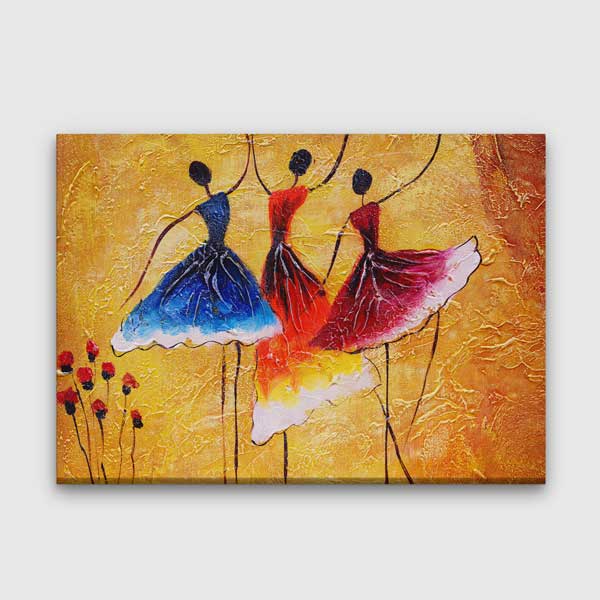 Renkli Dansçı Figürleri Temalı Sanatsal Kanvas Tablo 5047