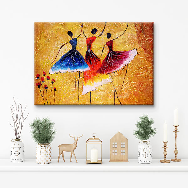 Renkli Dansçı Figürleri Temalı Sanatsal Kanvas Tablo 5047