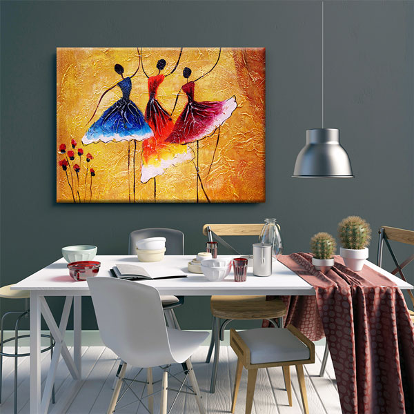 Renkli Dansçı Figürleri Temalı Sanatsal Kanvas Tablo 5047