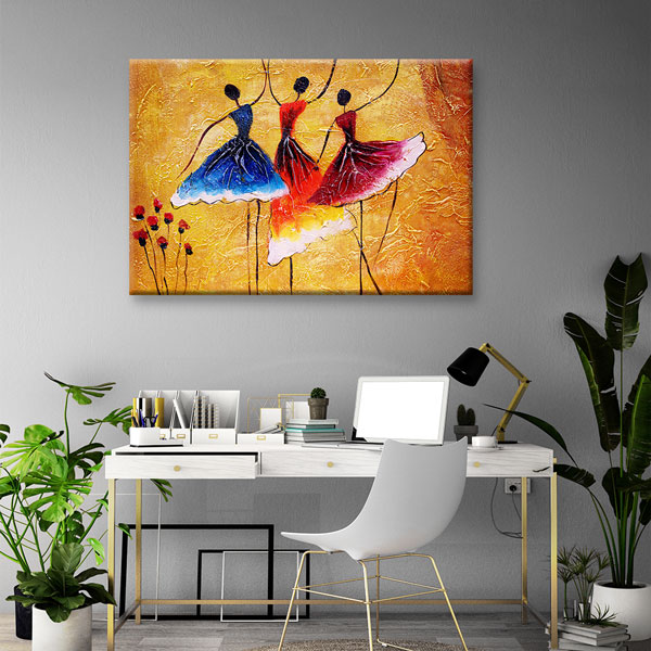Renkli Dansçı Figürleri Temalı Sanatsal Kanvas Tablo 5047