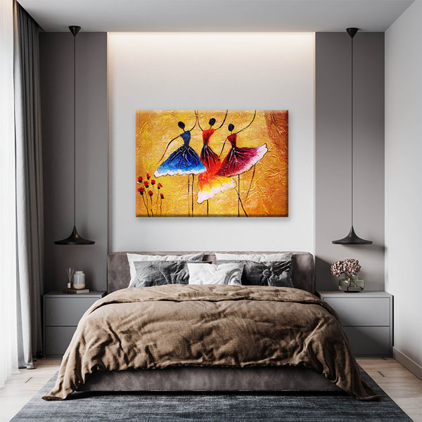 Renkli Dansçı Figürleri Temalı Sanatsal Kanvas Tablo 5047