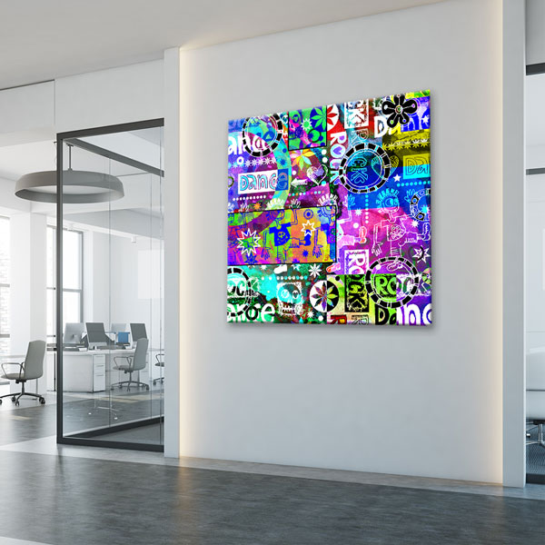 kanvas-tablolar-5049-03 Renkli Dans ve Müzik Kolaj Temalı Grafik Kanvas Tablo 5049