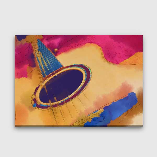Soyut Gitar Formu Temalı Renkli Müzik Kanvas Tablo 5052