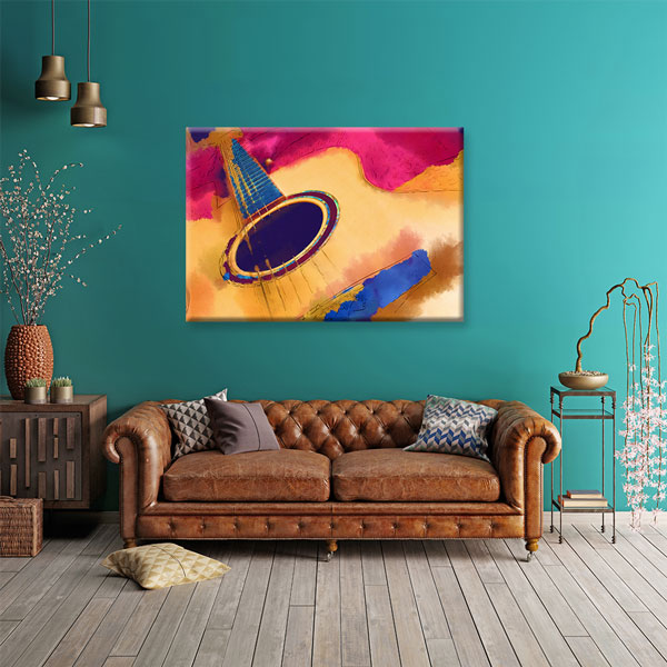 Soyut Gitar Formu Temalı Renkli Müzik Kanvas Tablo 5052