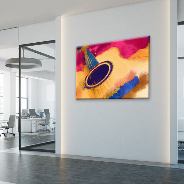 Soyut Gitar Formu Temalı Renkli Müzik Kanvas Tablo 5052