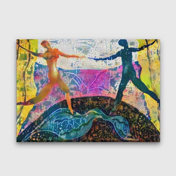 Renkli Dans Eden Figürler Temalı Sanatsal Kanvas Tablo 5056