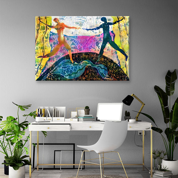 Renkli Dans Eden Figürler Temalı Sanatsal Kanvas Tablo 5056